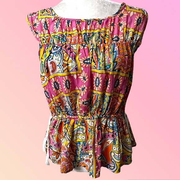 Rachel Zoe Womens colorful Paisley Sleeveless Blouse Pink Yellow small NWT - Picture 8 of 8
